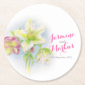 Huwelijk waterverf helleborus kunst papier onderze ronde kartonnen onderzetter (Voorkant)