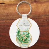 Huwelijk Waterverf met bladeren van varen en bruil Sleutelhanger (Voorkant)