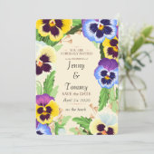 Huwelijk Waterverf Violas Border Sla de datum op Save The Date (Staand voorkant)