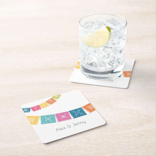 Huwelijk - Weddenschap met Papel Picado Wedding Fa Kartonnen Onderzetters (Insitu)