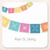 Huwelijk - Weddenschap met Papel Picado Wedding Fa Kartonnen Onderzetters (Voorkant)