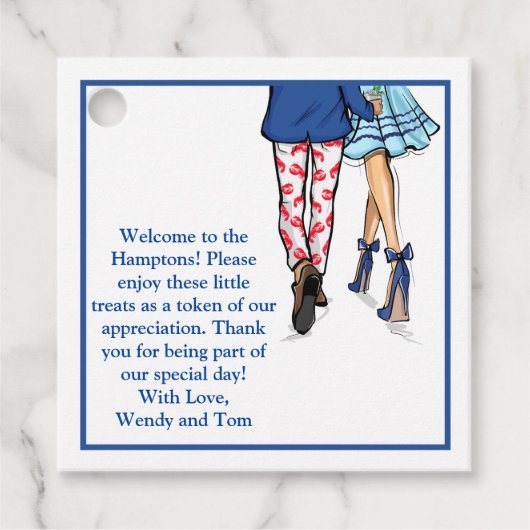 Huwelijk Welkom Bericht Hotel Labels Paar Navy (Voorkant)