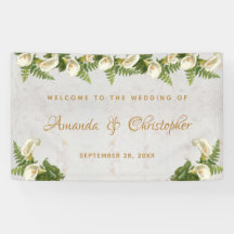 Huwelijk Welkom Bloemen Wit Calla Lelies Marmer