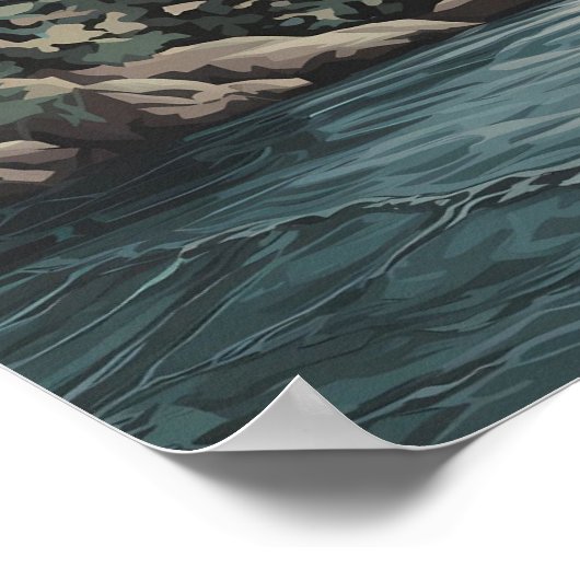 Huwelijk Welkom Mountain Lake Pine Tree Waterverf Poster (Hoek)