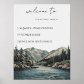 Huwelijk Welkom Mountain Lake Pine Tree Waterverf Poster (Voorkant)