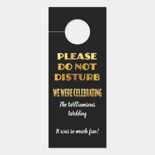 Huwelijk welkom niet storen goud zwart wit deurhanger (Voorkant)