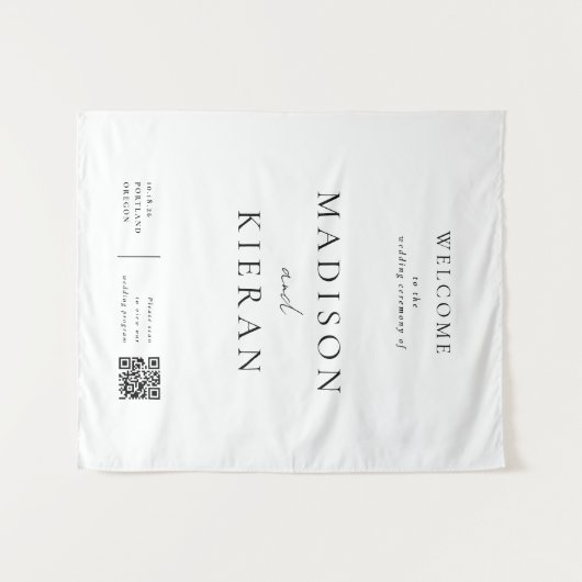 Huwelijk Welkomstceremonie QR Code Sign Grote Stof Wandkleed (Voorkant (horizontaal))