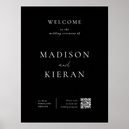 Huwelijk Welkomstceremonie QR Code Sign Poster (Voorkant)