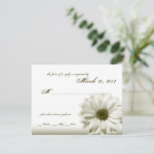 Huwelijk Wit Antiek Daisy RSVP Kaartje (Staand voorkant)