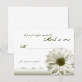 Huwelijk Wit Antiek Daisy RSVP Kaartje (Voorkant / Achterkant)