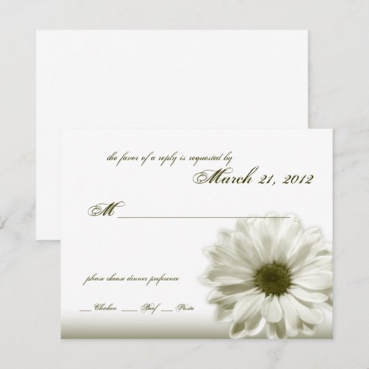 Huwelijk Wit Antiek Daisy RSVP Kaartje (Voorkant / Achterkant)