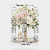 Huwelijk Wit en Roze Bloemen Zitting Grafiek Acryl Bord (Voorkant)