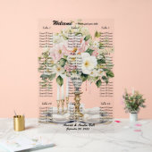 Huwelijk Wit en Roze Bloemen Zitting Grafiek Acryl Bord (Huwelijk)