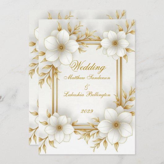 Huwelijk Wit Goud Mooi Modern Sophisticated Kaart (Voorkant / Achterkant)