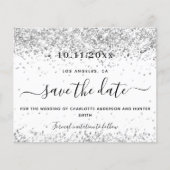 Huwelijk wit zilver budget save date flyer (Voorkant)