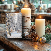 Huwelijk Witte Berkenbomen Sneeuw Gele Lichten Kaart