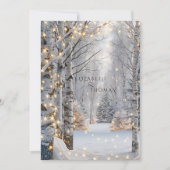 Huwelijk Witte Berkenbomen Sneeuw  Lichten Kaart (Voorkant)