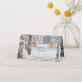 Huwelijk Witte Berkenbomen Winter Lichten Plaatskaartje (Achterkant)