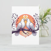 Huwelijk Witte Duiven Kaart (Staand voorkant)