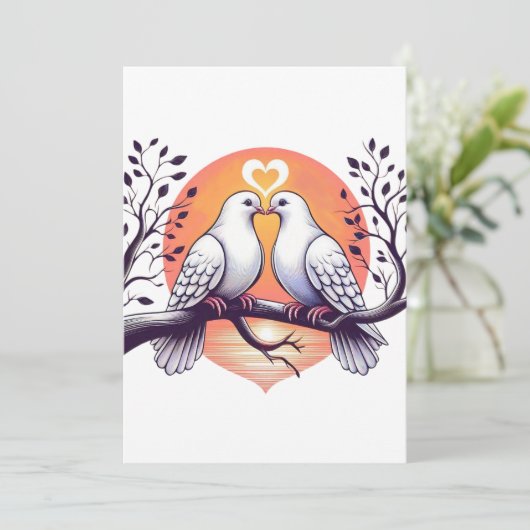 Huwelijk Witte Duiven Kaart (Staand voorkant)