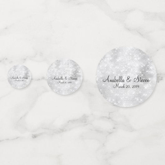 Huwelijk Witte Glitter Sparkle Gepersonaliseerde A Confetti (Achterkanten)
