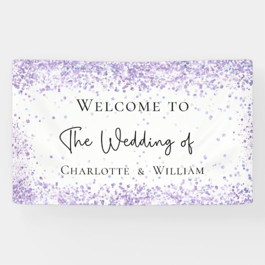 Huwelijk witte lavendel welkom spandoek (Horizontaal)