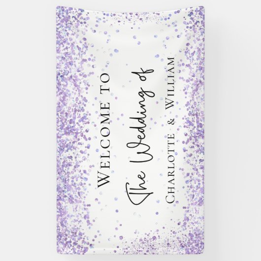 Huwelijk witte lavendel welkom spandoek (Verticaal)