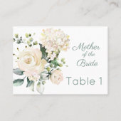 Huwelijk witte roos, hortensia plaats kaart plaatskaartje (Achterkant)
