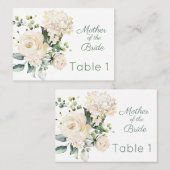 Huwelijk witte roos, hortensia plaats kaart plaatskaartje (Voorkant / Achterkant)
