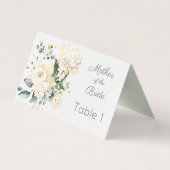 Huwelijk witte roos, hortensia plaats kaart visitekaartje (Achterkant)