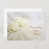 Huwelijk Witte Rozen & Kant Personaliseren Briefkaart (Voorkant / Achterkant)