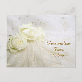 Huwelijk Witte Rozen & Kant Personaliseren Briefkaart