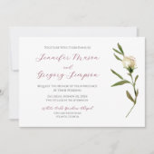 Huwelijk Witte Waterverf Roos met Cranberry Kaart (Voorkant)