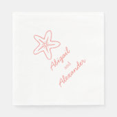 Huwelijk zee ster koraal lunch papier servet (Voorkant)