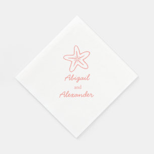 Huwelijk zee ster koraal lunch papier servet