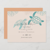 Huwelijk Zeeschildpadden Modern Lijn Kunst (Voorkant / Achterkant)