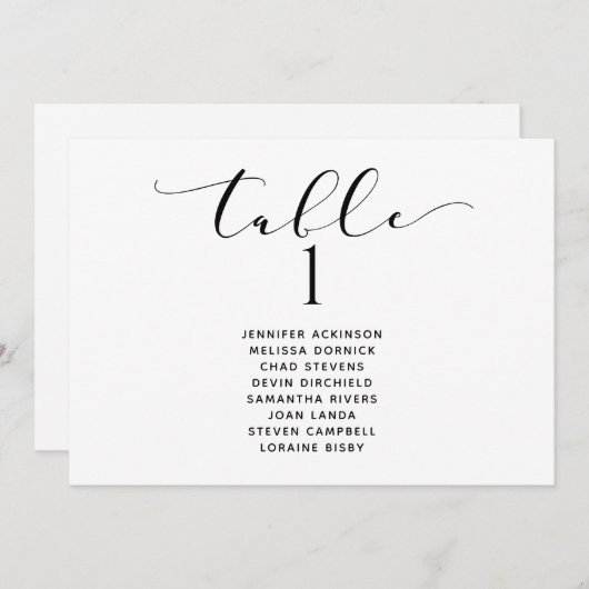 Huwelijk Zitting Grafiek Horizontaal Elegant Kaart (Voorkant / Achterkant)