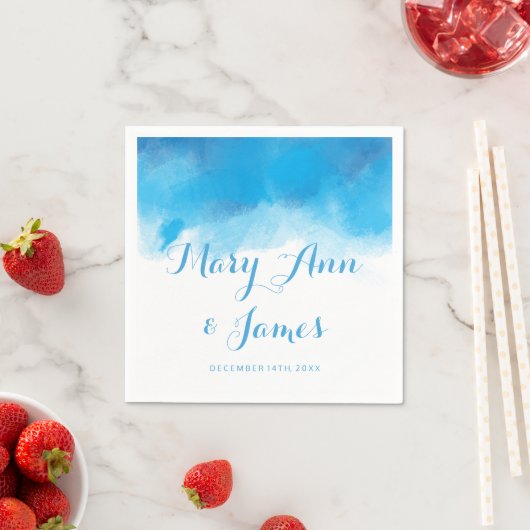 Huwelijk Zomer Blauwe Waterverf Servetten (Insitu)