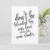 Huwelijk zonnebril cadeaus betaalbaar bord kaart (Staand voorkant)