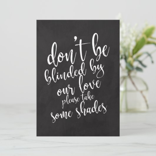 Huwelijk zonnebril cadeaus goedkoop krijtbord bord kaart (Staand voorkant)