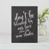 Huwelijk zonnebril cadeautjes goedkoop krijtbord b kaart (Staand voorkant)