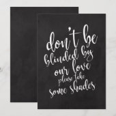 Huwelijk zonnebril cadeautjes goedkoop krijtbord b kaart (Voorkant / Achterkant)