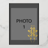 Huwelijk Zwart Goud Fotouitnodigingsfoto Kaart (Voorkant)