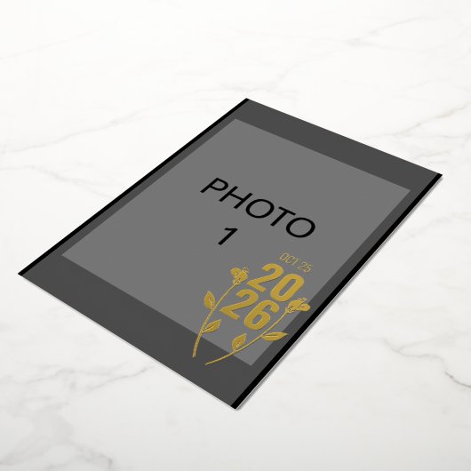 Huwelijk Zwart Goud Fotouitnodigingsfoto Kaart (Gedraaid)