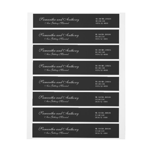 Huwelijk Zwart Wit Adresetiketten (Vel)