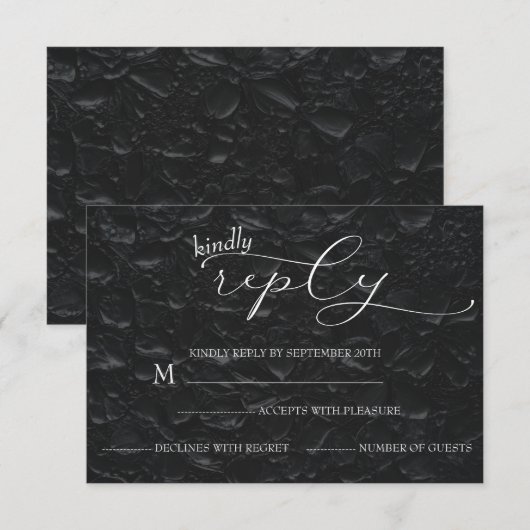 Huwelijk Zwart & Wit Elegant Eenvoudig RSVP Kaartje (Voorkant / Achterkant)
