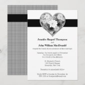 Huwelijk | Zwart-wit | Floral | Hart Kaart (Voorkant / Achterkant)