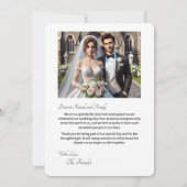 Huwelijk zwart-wit minimalistische bedankkaart (Achterkant)