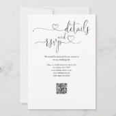 Huwelijk Zwart-Wit QR Code Bruiloft met Hart Scrip Kaart (Achterkant)