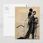Huwelijkgedicht van Longmede Bride Groom Silhouett Briefkaart (Voorkant / Achterkant)